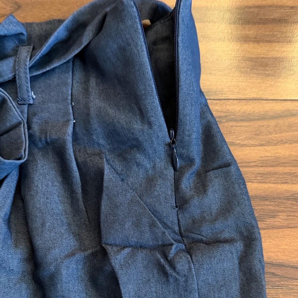 Bar III Dark Blue Paperbag Tie-Waist Pencil Skirt - Picture 3 of 6